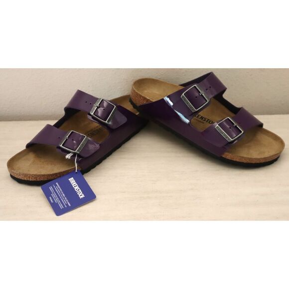Birkenstock Women's Sz 10 Acai Purple Patent Leather Arizona Birko-Flor Sandals - Picture 1 of 14